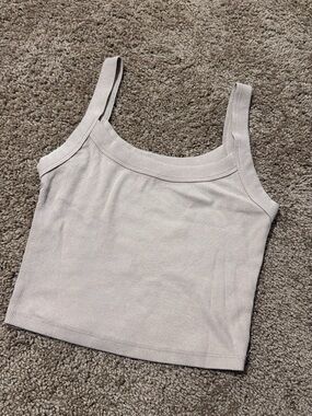 Abercrombie & Fitch Ribbed Square-Neck Tank in Light Taupe